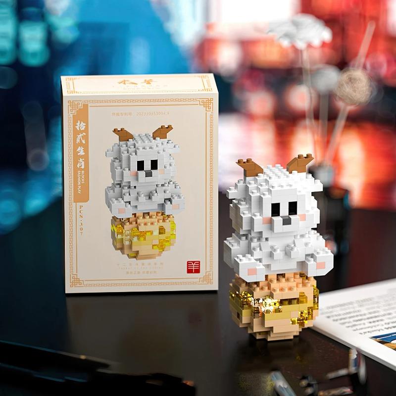 12 шт., строительные блоки с животными, серия «Двенадцать китайских знаков зодиака», кирпичи, тигры, драконы, блоки, игрушки для девочек и мальчиков, подарок