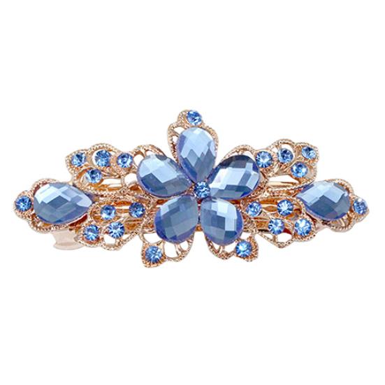 Women Fashion Flower Leaf Crystal Rhinestone Hair Barrette Clip Hairpin Jewelry