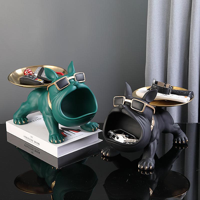 Creative Bulldog Enters The Door, Puts The Key In The Ornament, Porch Shoe Cabinet Storage Box, Home Decoration
