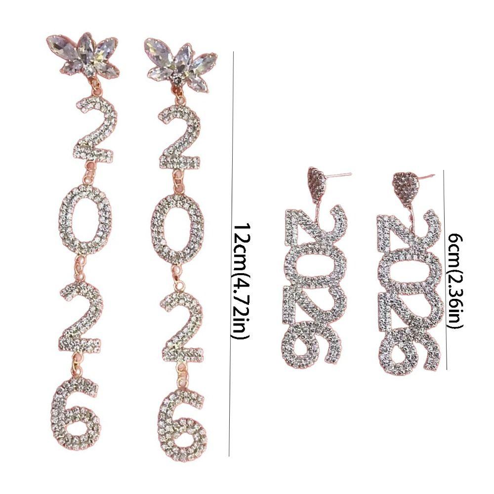 Vintage Aesthetic 2026 Stud Earrings Crystal Jewelry Rhinestone New Year Earrings Shiny Long Drop Rhinestone Earrings Girls