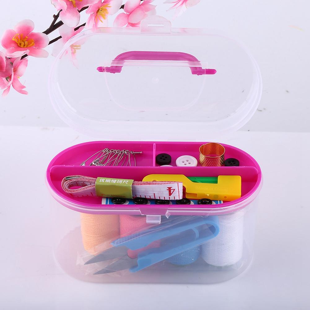 10pcsbox Large Sewing Box Threader Needle Tape Measure Scissor Thimble Kit Tool