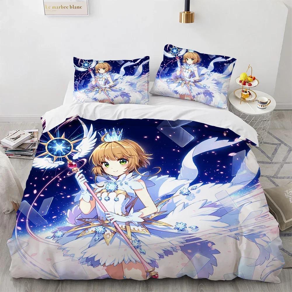Аниме Cardcaptor Sakura Постельное белье Пододеяльник Спальня Покрывала Односпальный Полуторный Кинг-сайз Покрывало Домашний текстиль 2/3 шт.