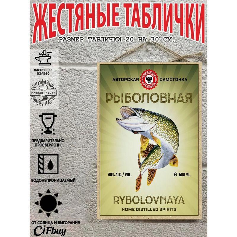 Винтажная металлическая табличка для рыбалки 20x30см Декор из жестяной пластины