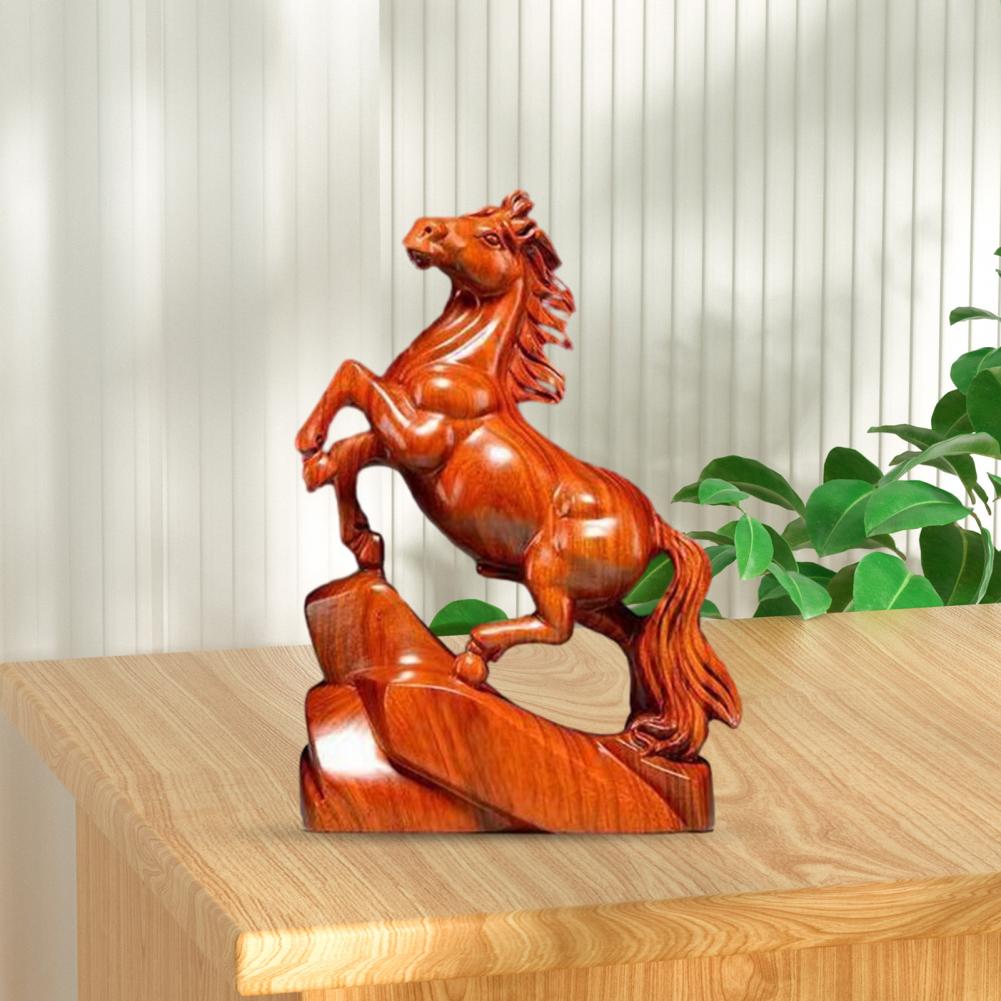 Feng Shui Horse Ornament Zodiac Horse Statue Wooden Horse Figurine for 2026 Chinese New Year Small Zodiac Sculpture for Wealth