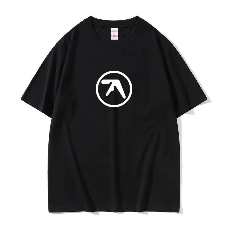 Унисекс Хип-хоп Оверсайз Футболка Уличный Топ Футболка с принтом логотипа Aphex Twin Унисекс Повседневная Хлопковая Ретро Футболка с коротким рукавом