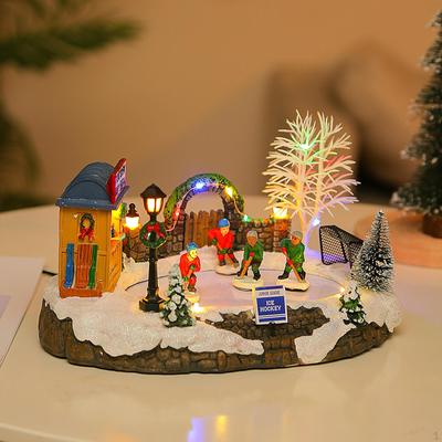 Xmas Village Настольный Хоккейный Рождественский светодиодный стол для вечеринок с подсветкой