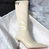 Designer Pointed Toe Women Stretch Knee High Boots Elegant Shoes Sexy High Heel Long Botas De Mujer