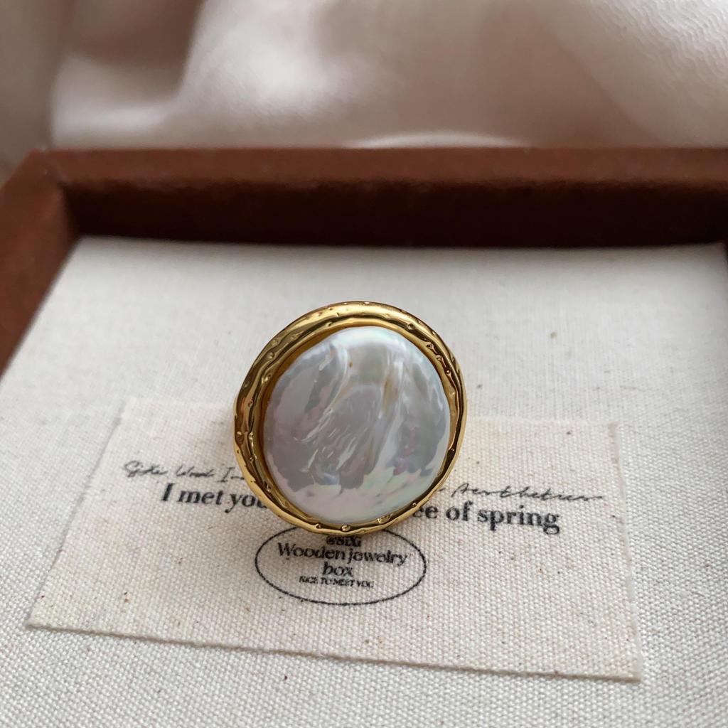 Корейское овальное перламутровое кольцо из серебра с медным покрытием - ретро-геометрическое нерегулярное открытое кольцо для женщин, аксессуар на указательный палец в стиле хип-хоп