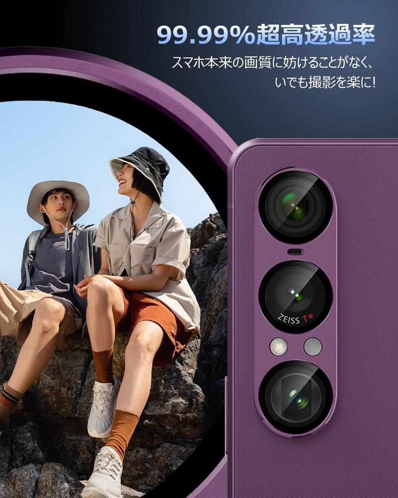 Camera Cover for Sony Xperia 1 Aluminum Alloy with 9H Tempered Shockproof Lens Cover with High Transmittance and Black Prevents Purple with VII,