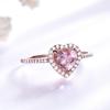 Classic Heart Stone 925 Silver Finger Ring Rose Gold Plated Pink Zirconia Rings