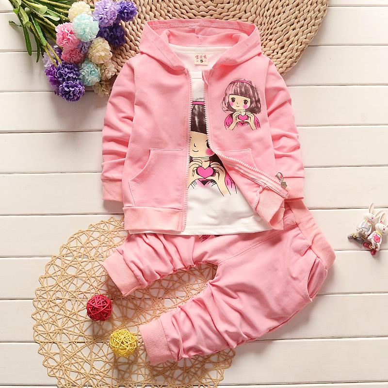 Baby Girl Fall Print Set Girl Clothes Three-piece Children's Clothes Fashion Outerwear