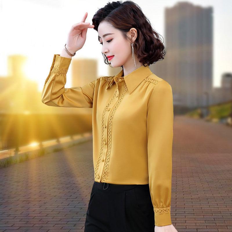 Весна Осень Рубашки Для Женщин Элегантные Повседневные Офисные Дамы Топы С Длинным Рукавом Винтажные Блузки Женские Рубашки