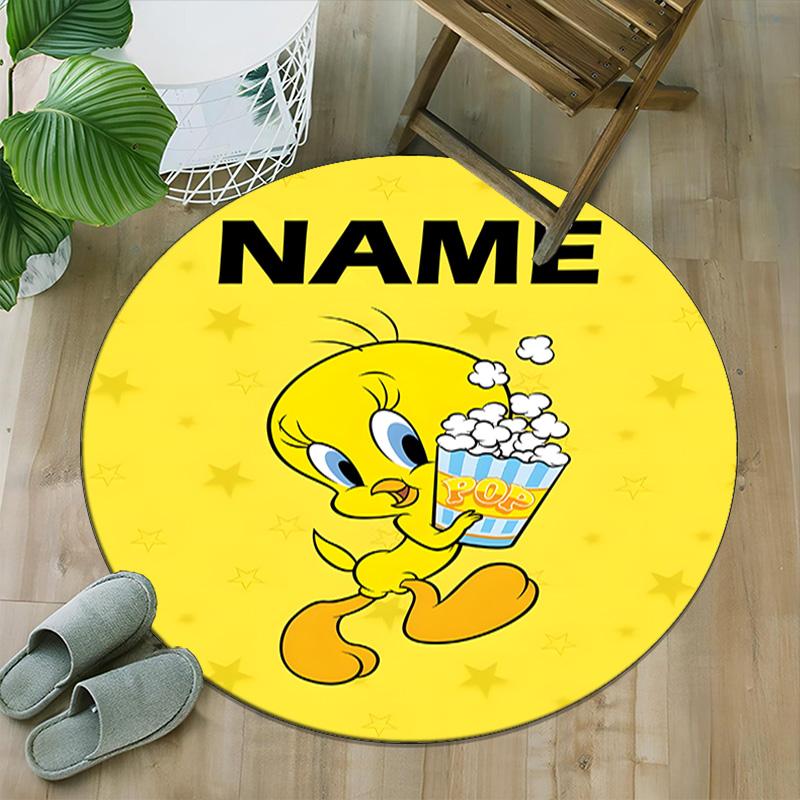 Customizable T-Tweety2 Round Non-Slip Carpet - Ideal for Garden, Picnic, Office, Perfect for Decoration, Suitable For All Seasons