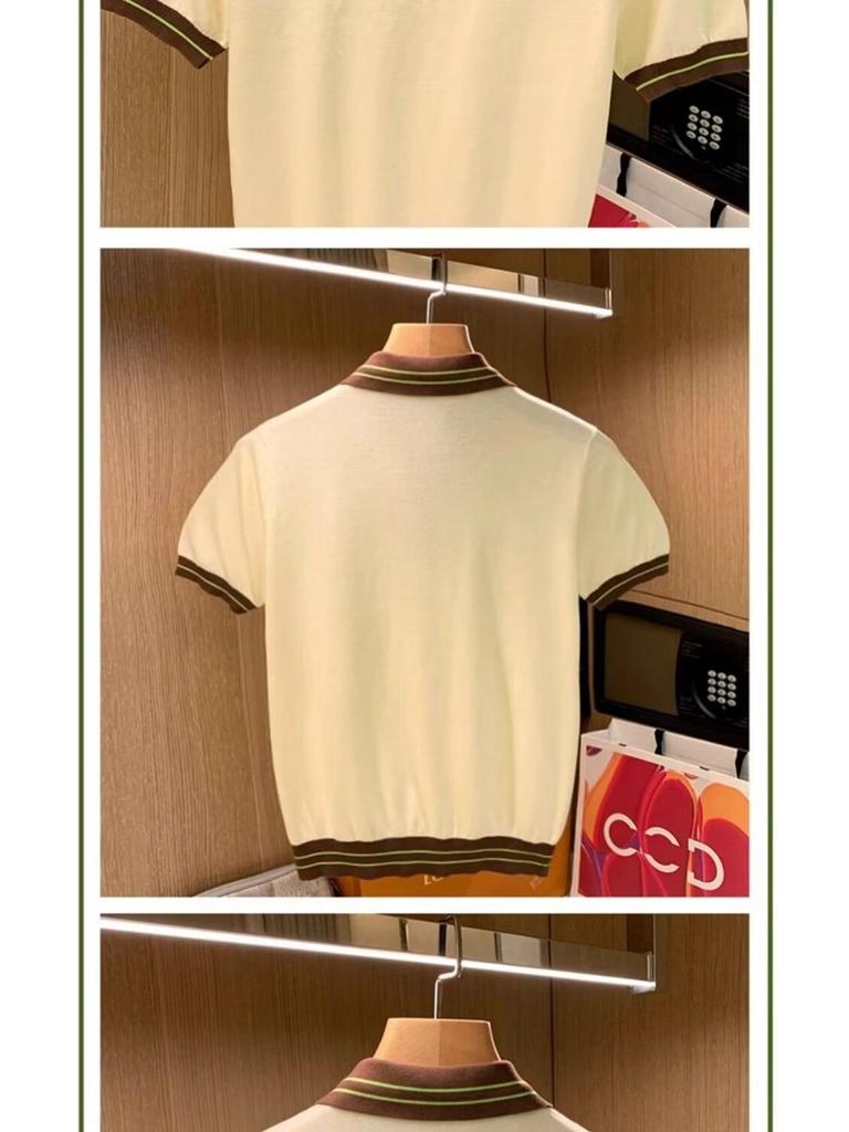 Мужская футболка-поло с коротким рукавом из ледяного шелка в корейском стиле на молнии до половины