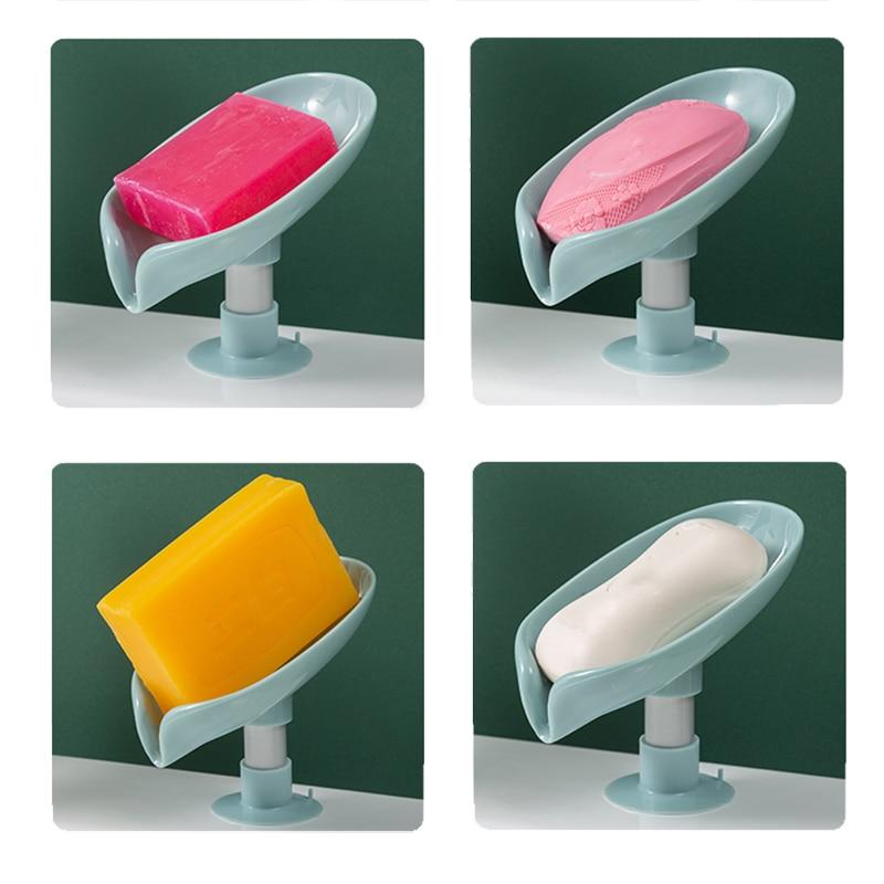 Leaf Shape Soap Box Drain Soap Holder Box Bathroom Shower Soap Holder Sponge Storage Plate Tray Bathroom Supplies Bathroom Gadge