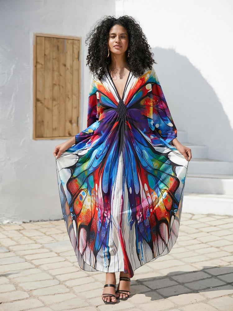 EDOLYNSA Лестный женский кафтан в богемном длинном платье, халат большого размера, платье Moo Moo, купальник, накидка, одежда для отдыха Q1634