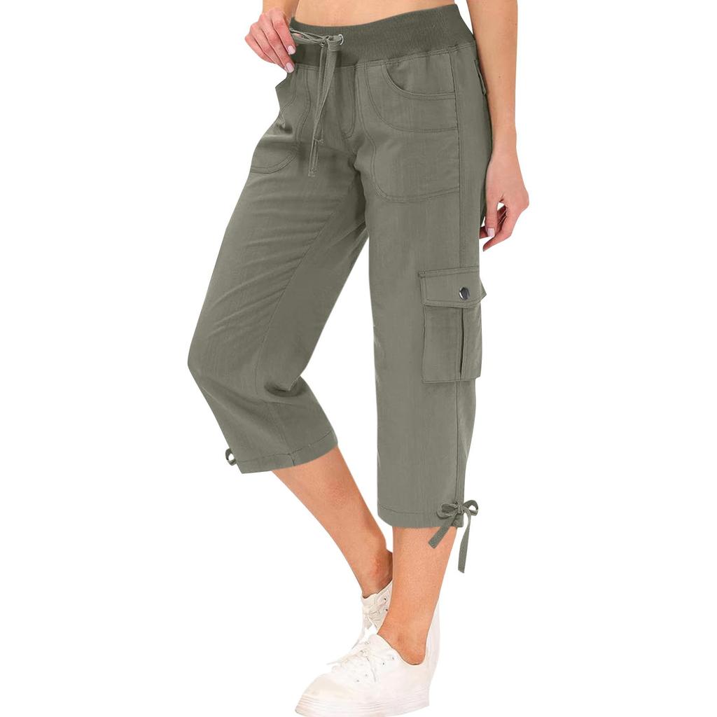 Женские капри-карго с 6 карманами, легкие быстросохнущие повседневные удобные летние брюки для путешествий на открытом воздухе