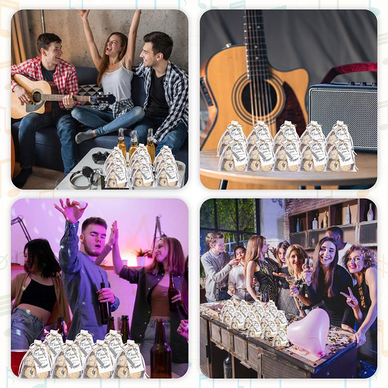 20 наборов музыкальных сувениров для вечеринки, оптом, музыкальные брелоки с карточками, мешочек из органзы для дня рождения, музыкальной тематической вечеринки, декора, принадлежностей