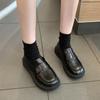 Ретро британский стиль универсальные черные туфли с круглым носком 2024 года на платформе маленькие кожаные туфли женские летние французские мокасины на толстом каблуке