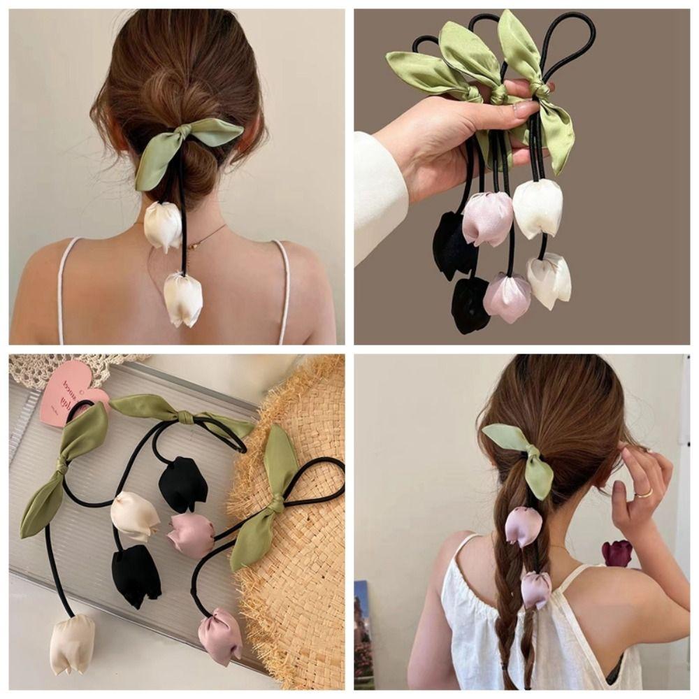 Бантик Цветок Кольцо для волос Тканевая Эластичная резинка для волос Милая Тюльпан Веревка для волос Женщины
