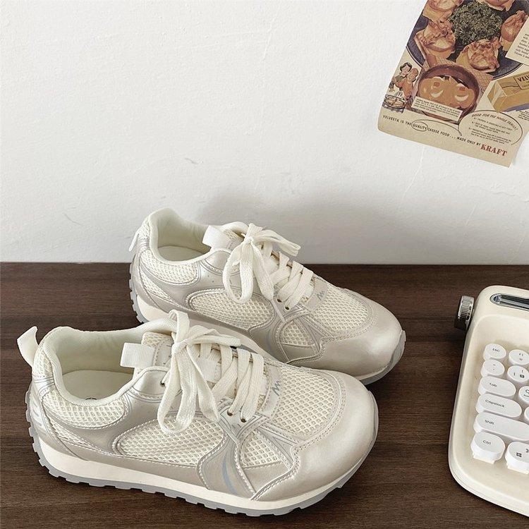 Internet Celebrity Explosion Versatile Lightweight Platform Sneakers Women's 2025 New Spring Heightening Casual Mesh Dad Shoes