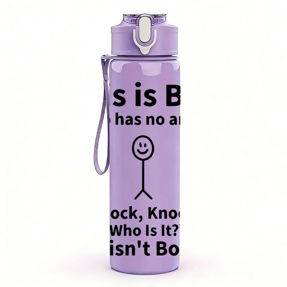 1PC This Is Bob Simple Character Print 750ml Color Plastic Water Bottle Leakproof Flip Straw Lid For Sports Office Home Use
