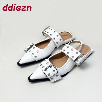 Мода Большой Размер 43 Модные Туфли-балетки с Ремешком и Пряжкой Роскошные Женские Сандалии с Острым Носком Женские Балетки Новинка Лето Весна