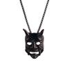 Retro Japanese Prajina Ghost Mask Pendant Necklace For Men Fashion Stainless Steel Biker Necklace Punk Hip Hop Gothic Jewelry