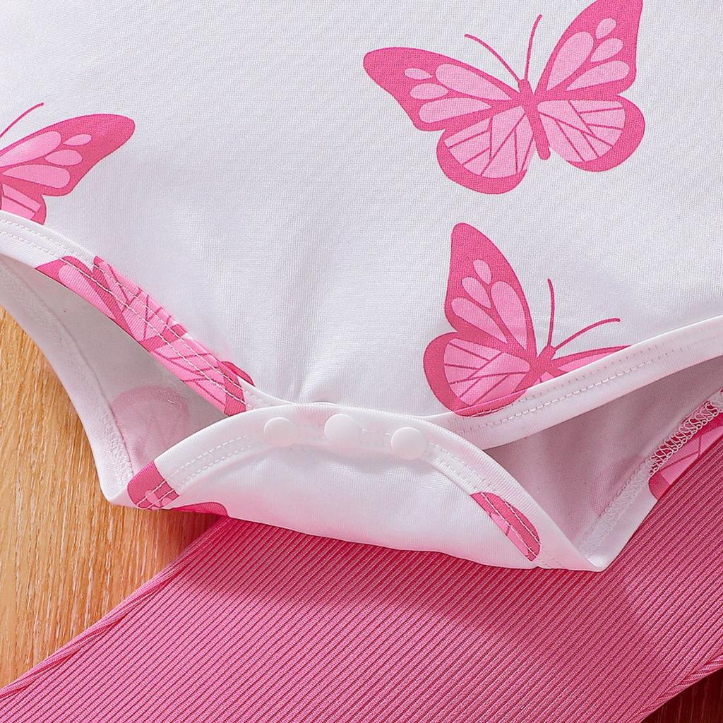 Комплект детского ромпера с принтом алфавита - Брюки с бантом, костюм из двух предметов