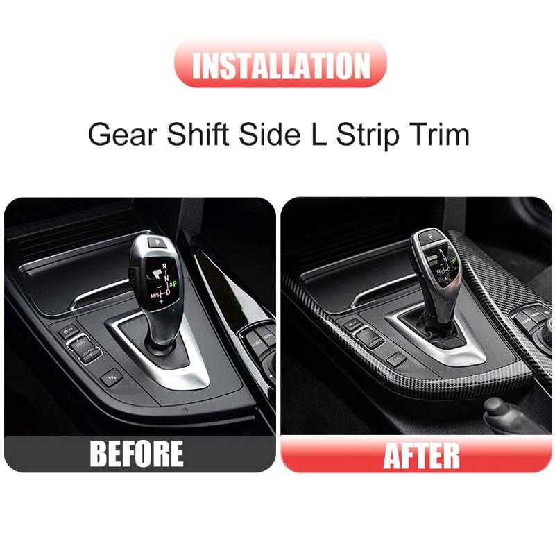 LHD Car Interior Carbon Fiber Style Gear Shift Side L Shape Strip Trim For BMW 3 4 Series F30 F31 F34 3GT F32 F33 F36 2013-2019