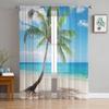 Beach Sky Clouds Coconut Trees Sea Landscape Curtains Tulle For Living Room Bedroom Kitchen Chiffon Sheer Window Treatment Decor