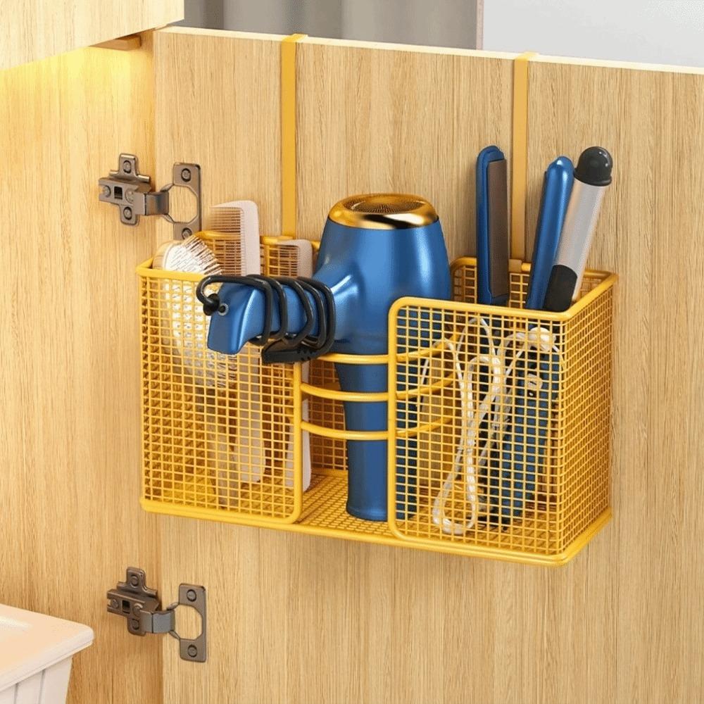No-Drill Hair Dryer Storage Rack Wall Mounted Plastic Wrap Holder Kitchen