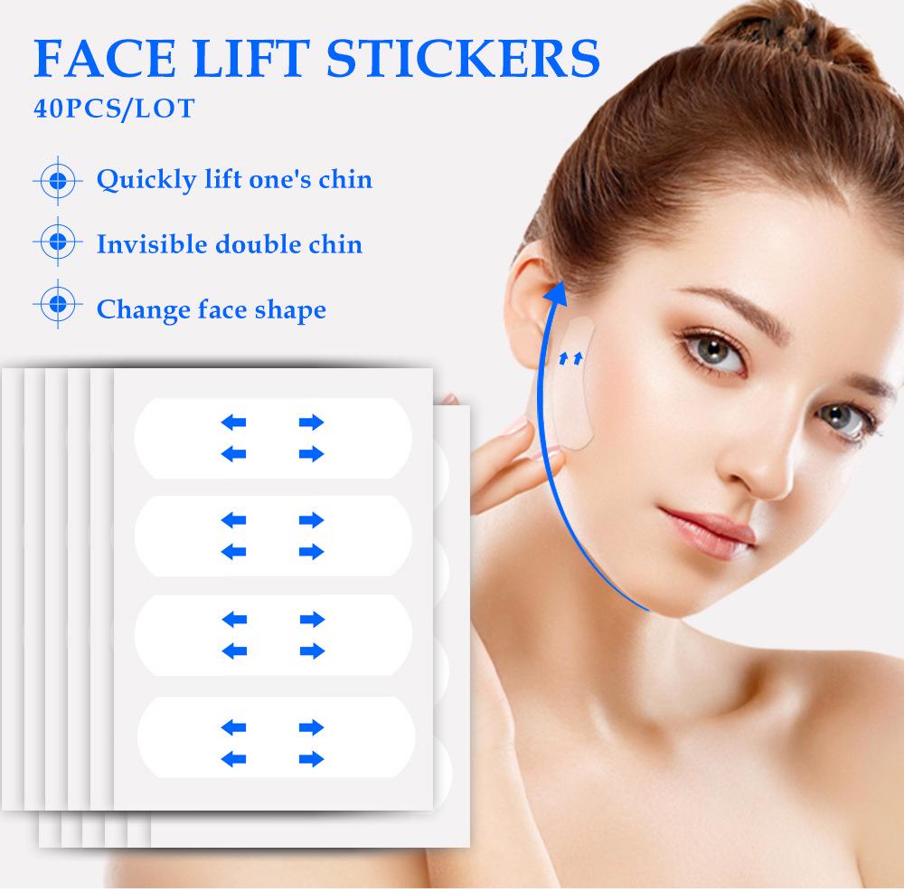 40Pcs Waterproof V Face Makeup Adhesive Tape Invisible Breathable Lift Face Sticker Lifting Tighten Chin