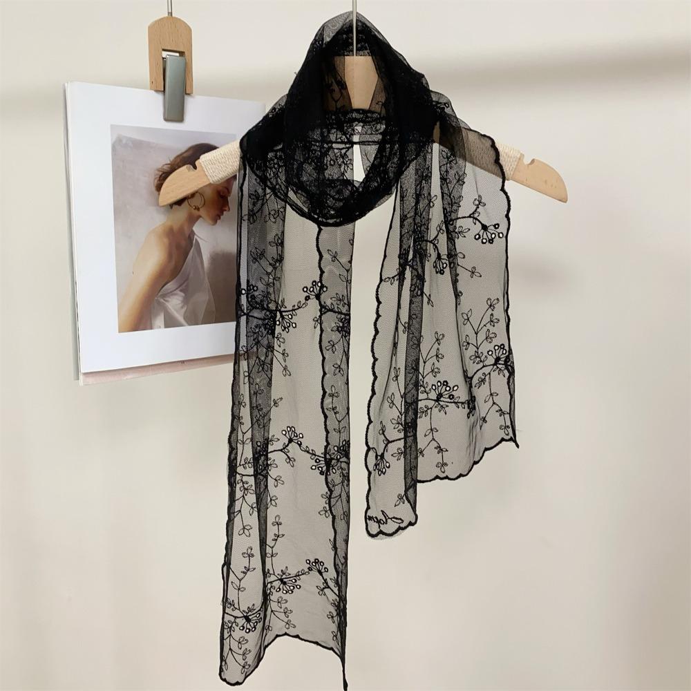 Retro Sunscreen Shawl Korean Version Female Headscarf Literary Women's Lace Scarf