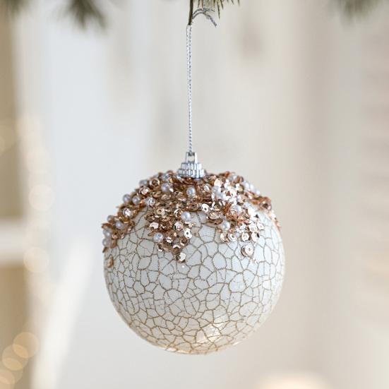 Christmas Ball Ornaments Glitter Sequin Faux Pearl Hanging Ball Decoration Shatterproof Foam Ball Christmas Tree Ornaments