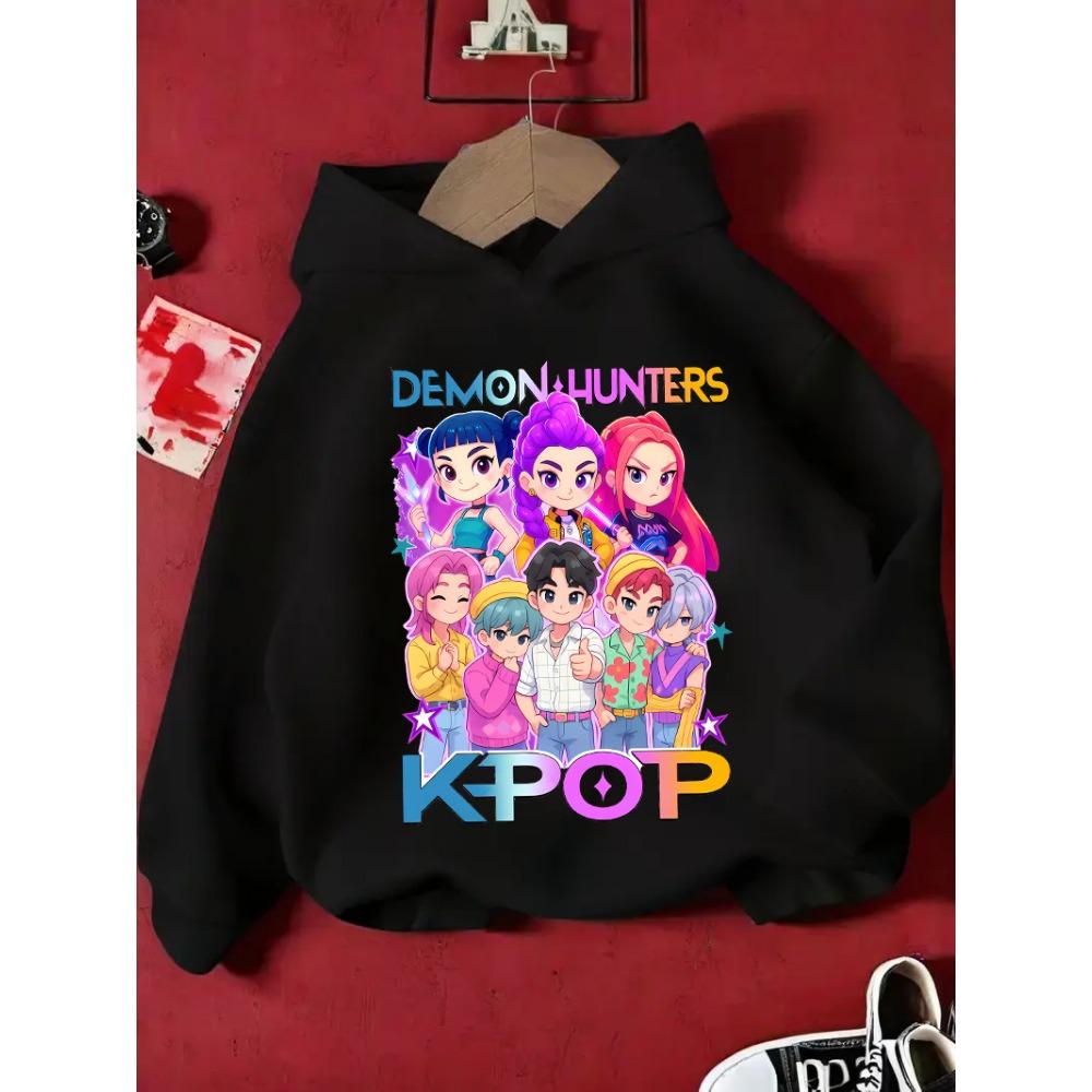 KPop Demon Hunter Rumi Derpy Cartoon Girls Boy Hooded Sweatshirt Warm Children's Wave Fashion Casual Tops Casual Girls Clothing