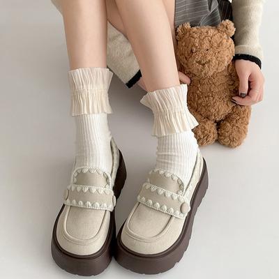 Модные супер-огненные ретро туфли на круглой платформе, женские кожаные туфли 2025 года, новые весенне-осенние универсальные мокасины с одной педалью