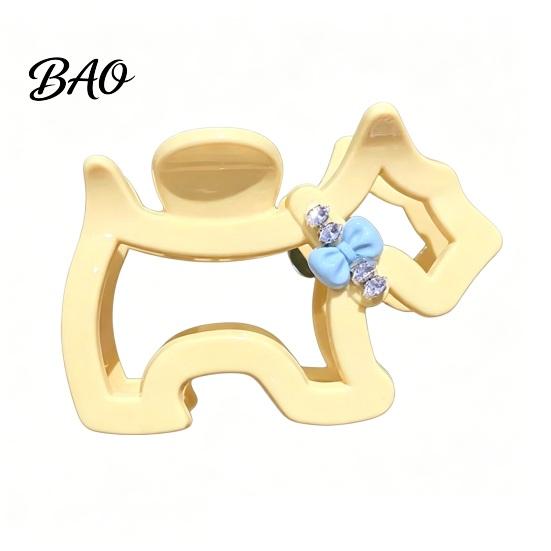 Rhinestone Hair Claw Women Shark Claw, Hollow Puppy Design Clip with Blue Bows And Rhinestones, Shower Anti-slip Teeth Back Head for Multiple Volumes