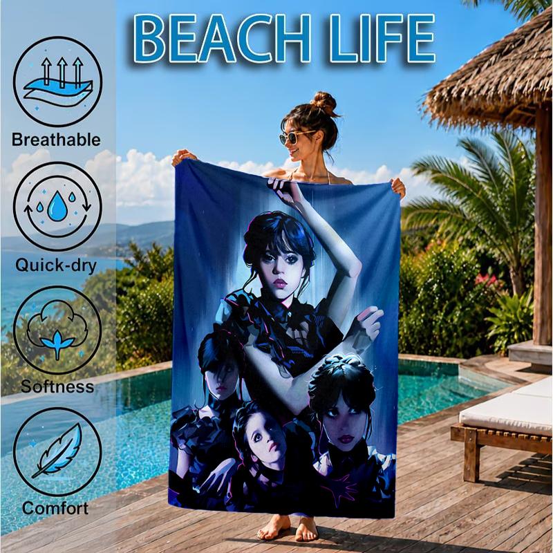 Wednes-day Gothic Beach Towel, Microfiber Beach Towel, Perfect For Pool, Beach, Travel, Home Decor Beach Party Fan gifts