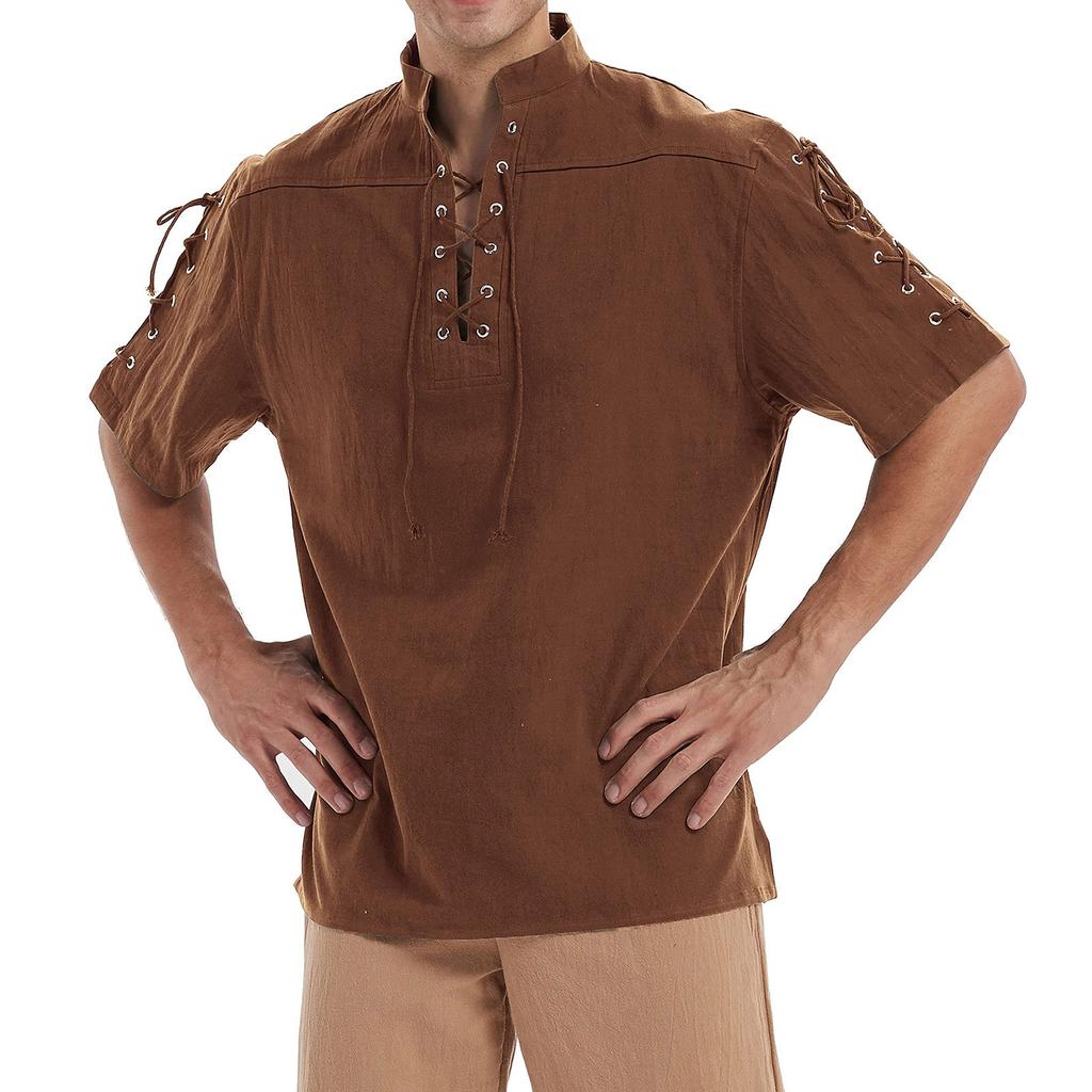 Английская мужская пиратская рубашка в стиле стимпанк, винтажная готическая одежда