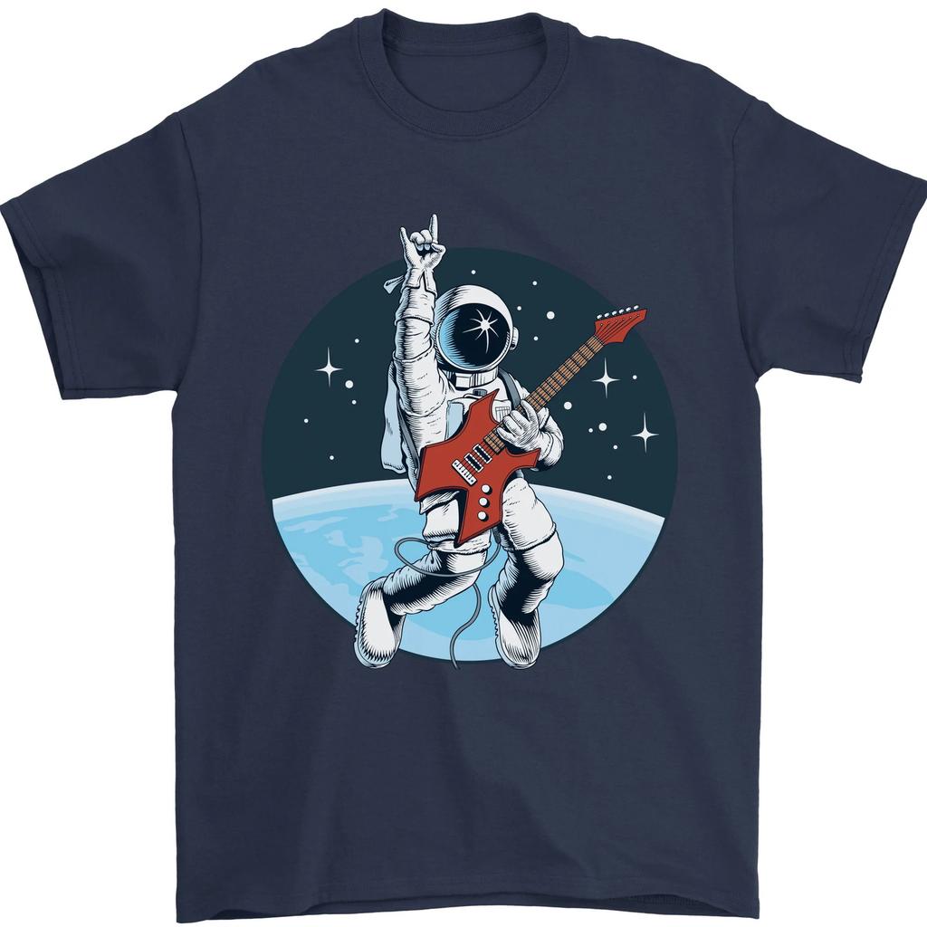 Space Rock Funny Astronaut Guitar Guitarist Unisexs TShirt Women Unisex Summer Fashion Casual Cotton Graphic T Shirts Streetwear