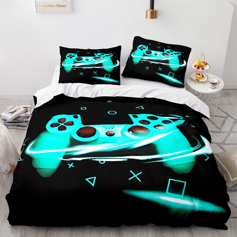 Game Handle King Queen Duvet Cover Kids Teens Boys Gamer Bedding Set Pillowcase Cartoon Psychedelic 2/3pcs Polyester Quilt Cover