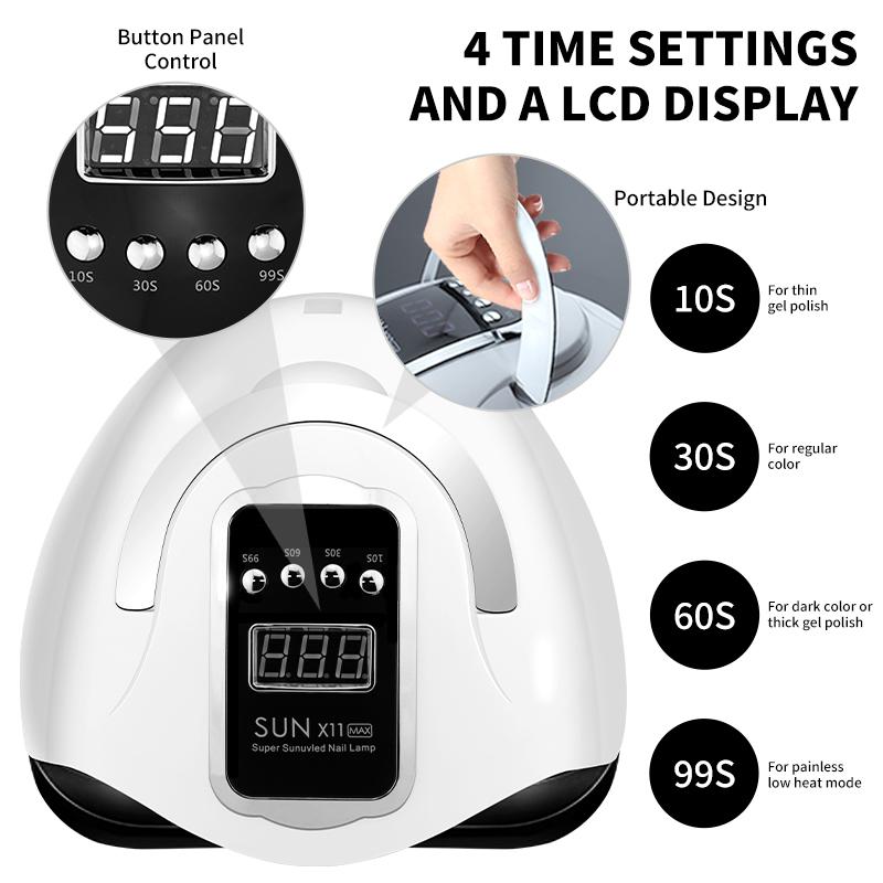 SUN X11 MAX Профессиональная лампа для сушки ногтей для маникюра 280 Вт Машинка для сушки гель-лака с автоматическим датчиком УФ-светодиодная лампа для ногтей