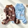 Back Open Plush One-Piece Dog Cat Romper Winter Warm Pet Clothes Four-Legged Jumpsuit Easy On-Off Kitten Puppy