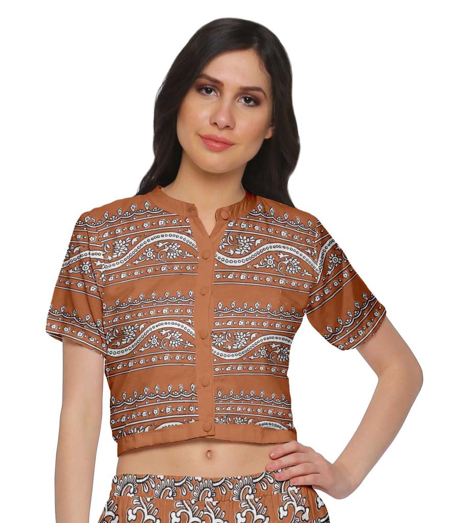 Moomaya Womena    S Crop Top Palazzo Set Printed 2 Piece Outfit Dress Ethnic