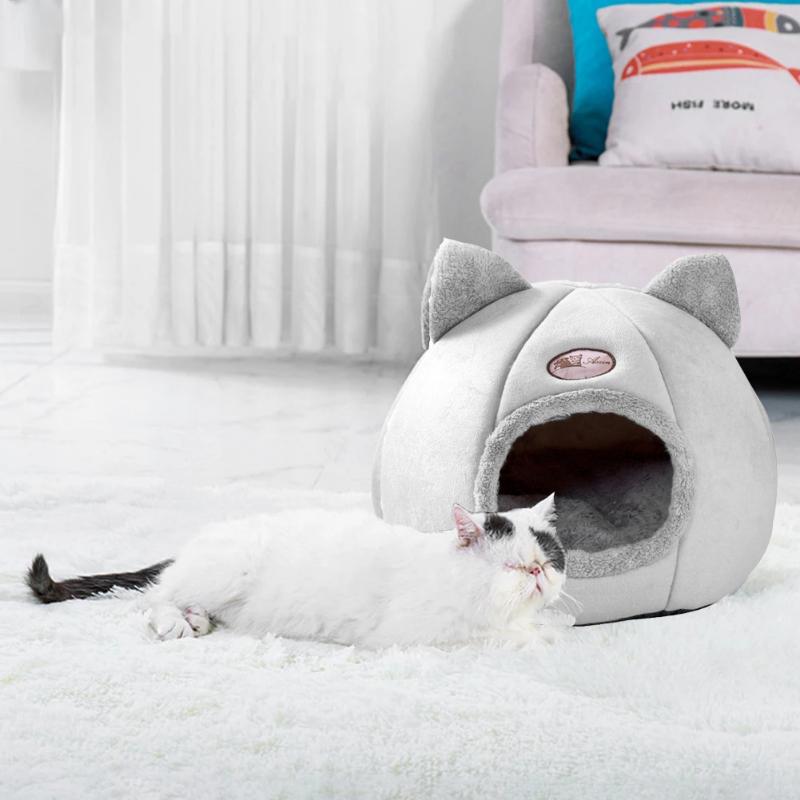 House Cat Dog Pet Warm Cave Beds For Indoor Cats Cozy Wool Igloo Nest Kennel Mlxl