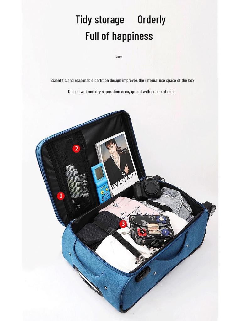 Тележка из ткани Оксфорд большой вместимости: Чемодан 20-30 дюймов с универсальными колесами и кодовым замком для мужчин и женщин, идеально подходит для деловых поездок.