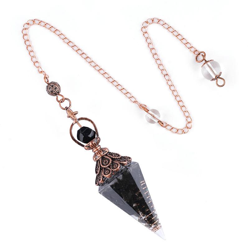 1pc Natural Stone Pendulum Necklaces Hexagonal Cone Crushed Stone Amethysts Rose Quartz Pendant Jewelry Accessories