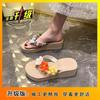 Flower Thick-soled Flip-flops Female Ins2025 Seaside Vacation Beach Shoes Pinch Sandals