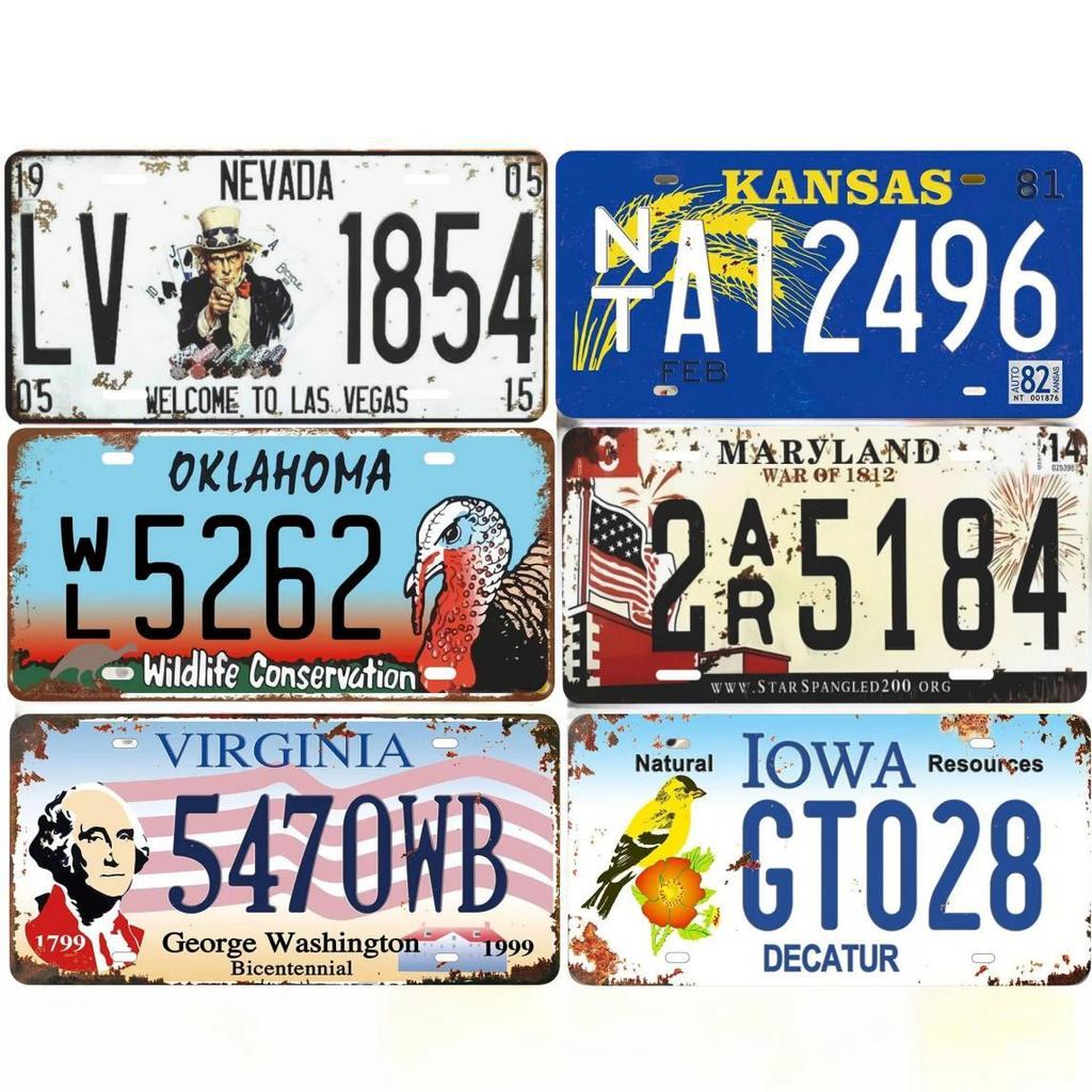 Винтажный автомобильный металлический номерной знак США, металлический номерной знак старого автомобиля, новинка, настенное украшение, автомобильные знаки, передняя крышка, гараж, кафе-бар